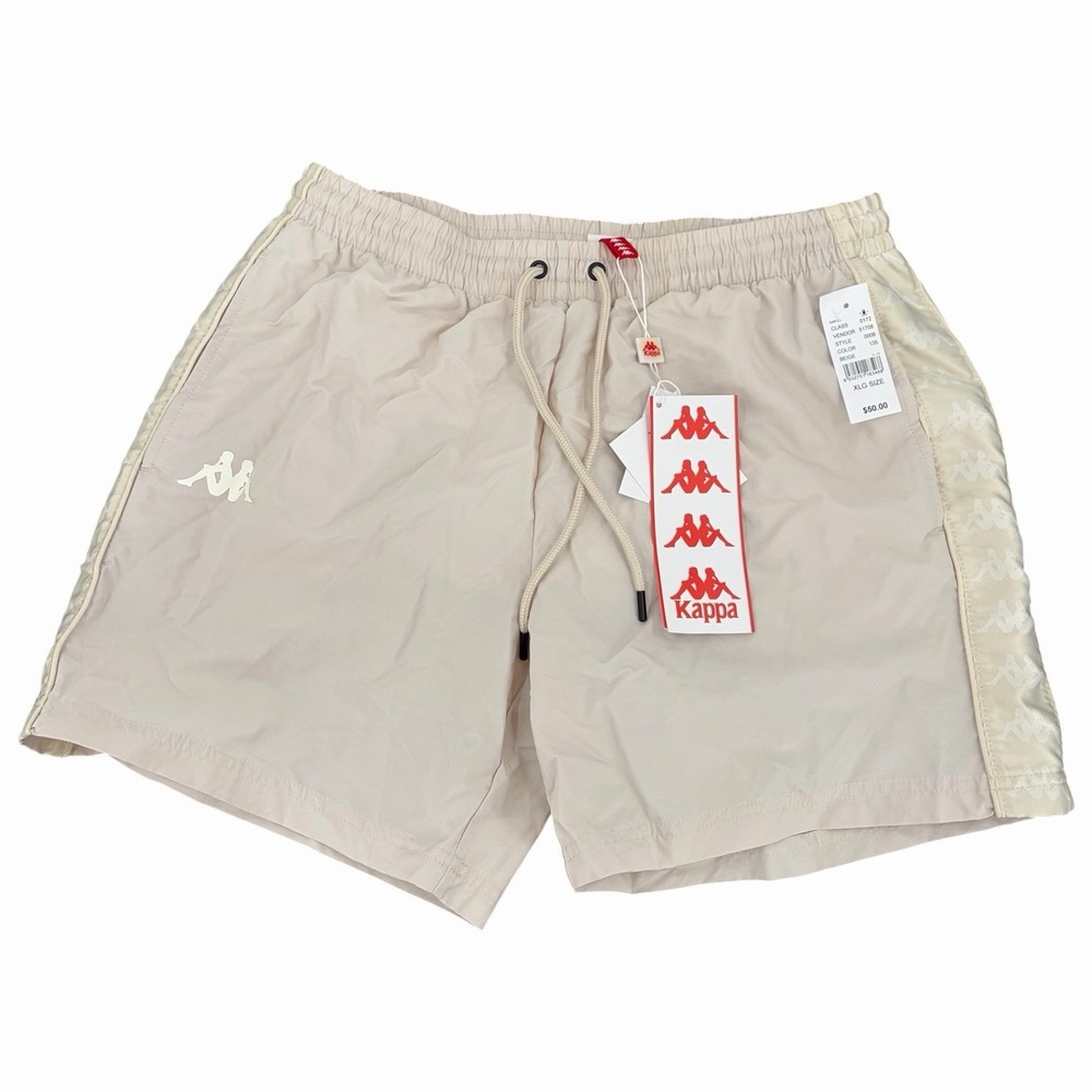 Kappa 222 Banda Coney Mens Beige White Antique 6" Swim Trunks XL Mesh Lined